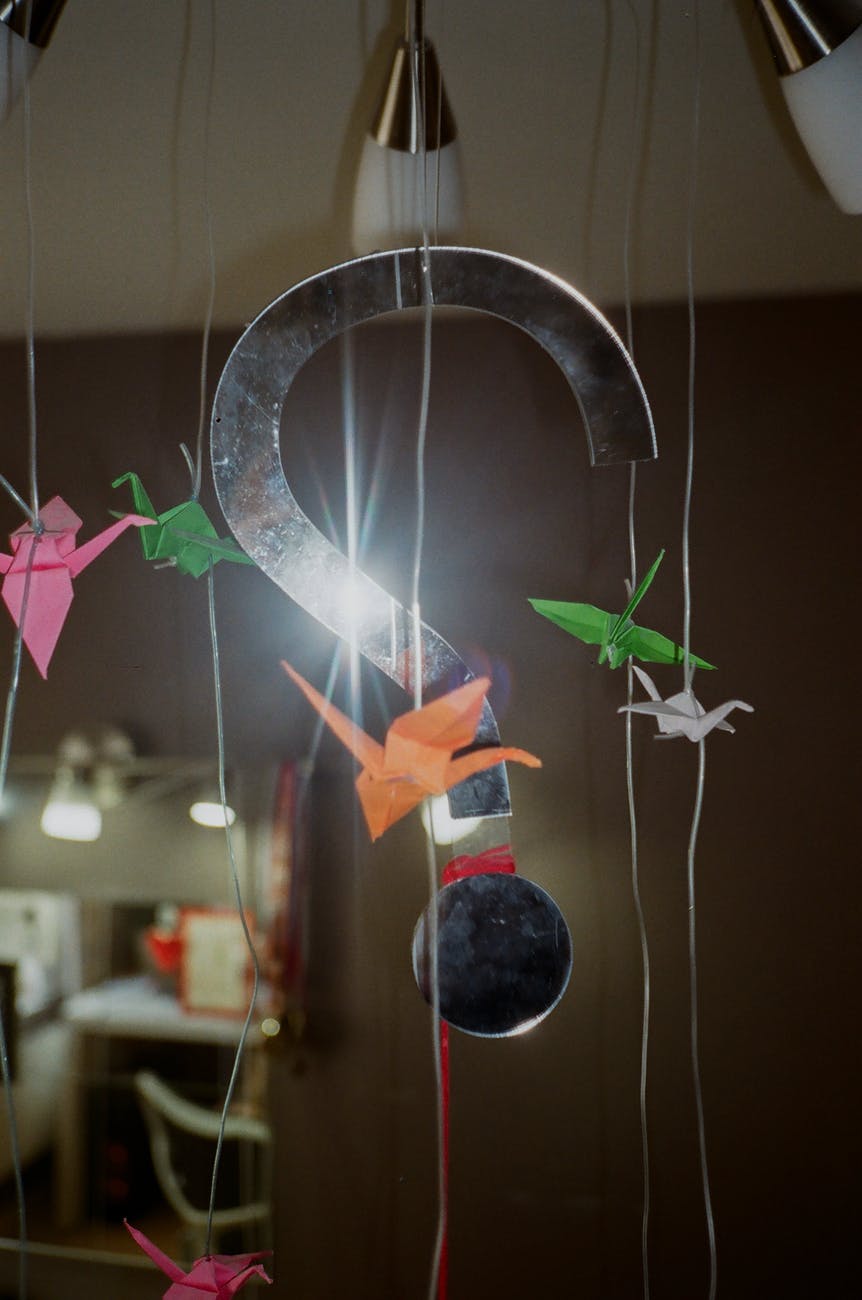 Question hanging on a mobile